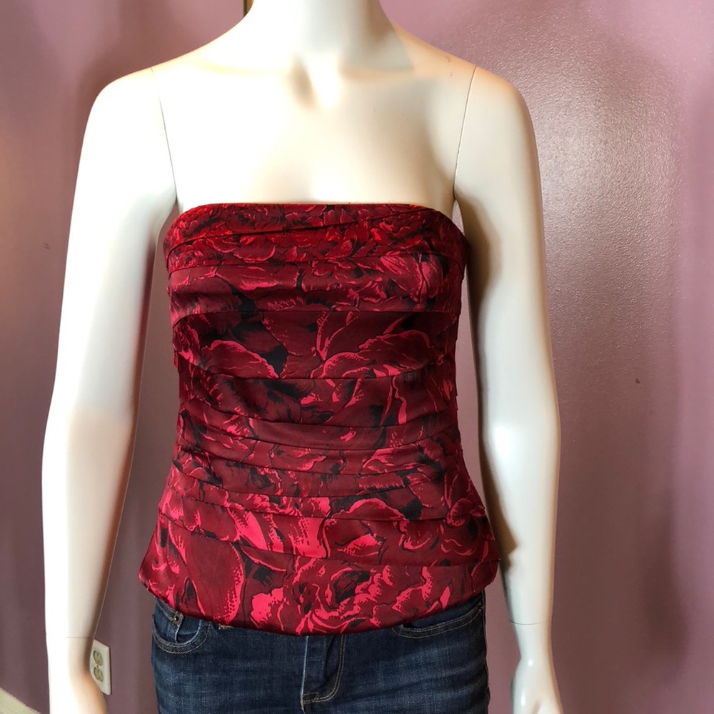 White House Black Market Floral Red Camisole